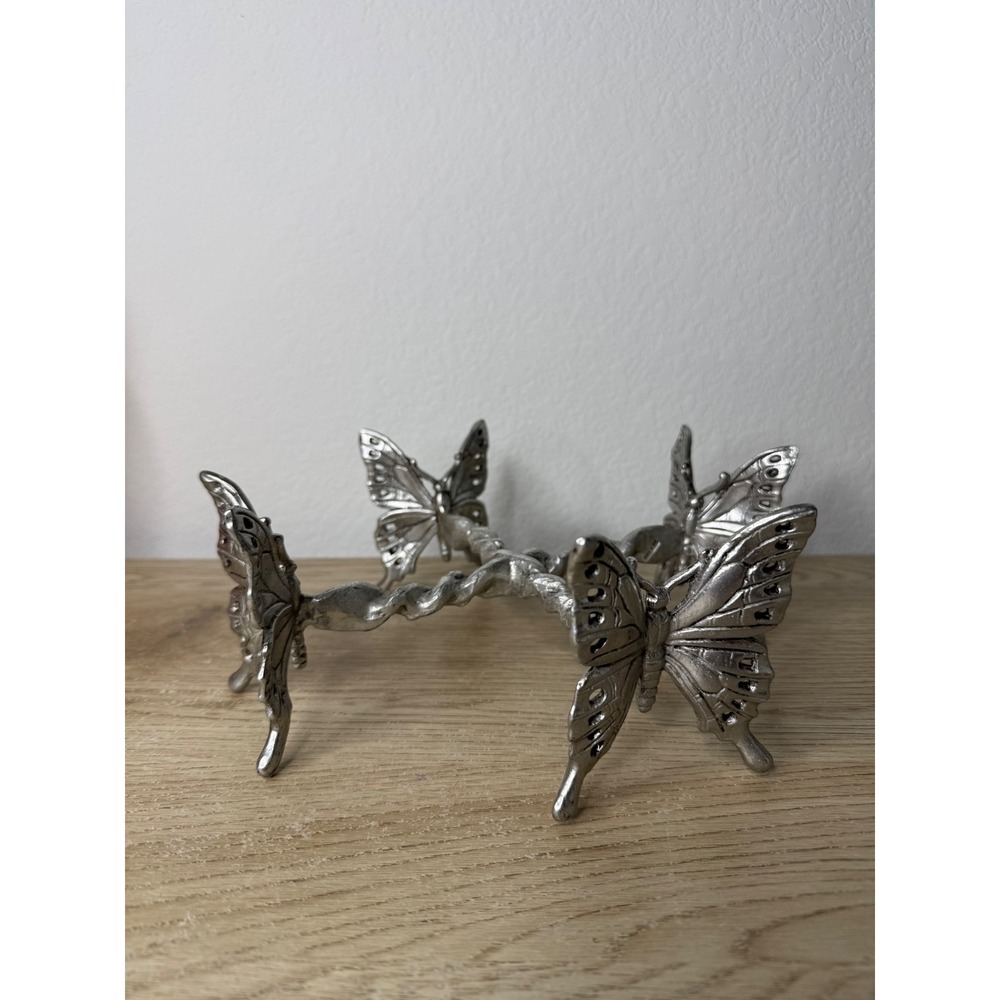 Arthur Court 2000 Butterfly Bowl Stand‎ Silver Tone Metal Display Base 8 Inch
